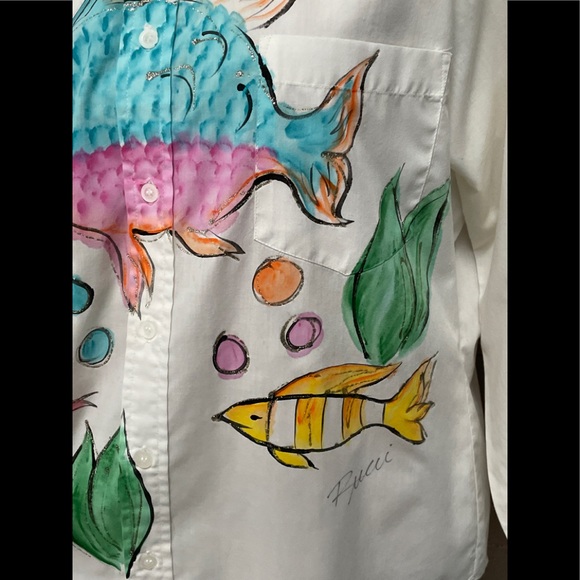 White button down Emilio Pucci Painted Print S-M - Picture 5 of 16